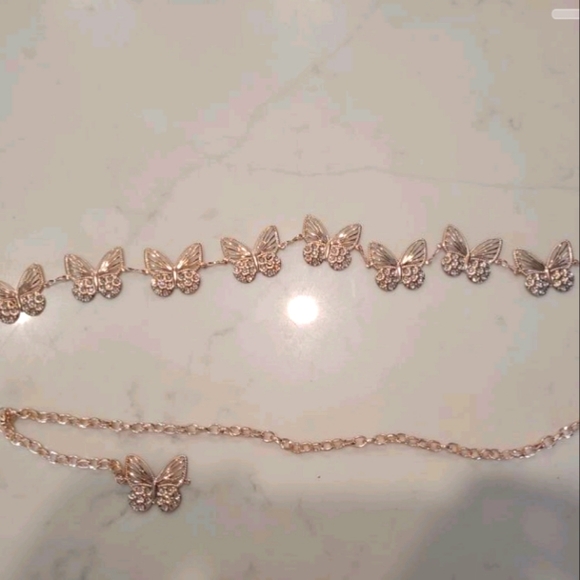 ButterflyMetallic Gold Rhinestone Belt - Picture 7 of 7